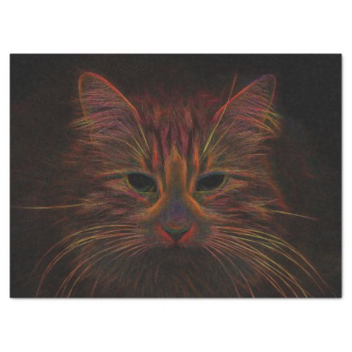 Tabby Cat Design Orange Copper Black Photo Art Tissue Paper