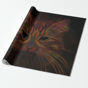 Tabby Cat Design Orange Copper Black Photo Art Wrapping Paper