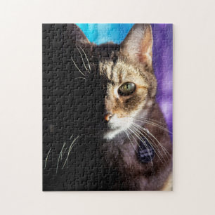 Tabby Cat Face - Fade to black Jigsaw Puzzle