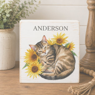 Tabby Cat Family Name Wooden Box Sign