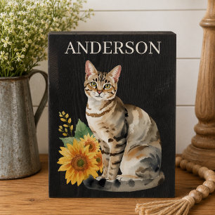 Tabby Cat Family Name Wooden Box Sign