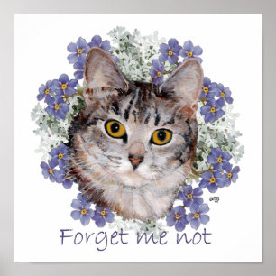 Tabby Cat Forget Me Not Poster