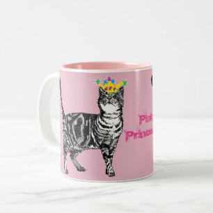 Tabby Cat Funny Pink Princess cats girls gift Mug