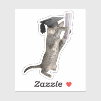 Tabby Cat Graduation Sticker