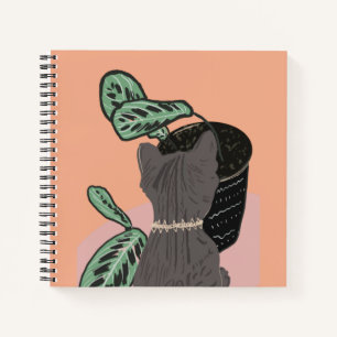 Tabby Cat Gray Plants Notebook
