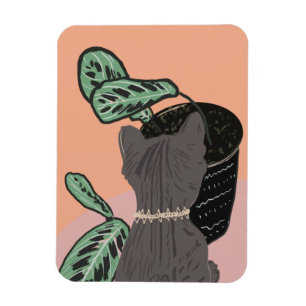 Tabby Cat Gray Plants Thank You  Magnet