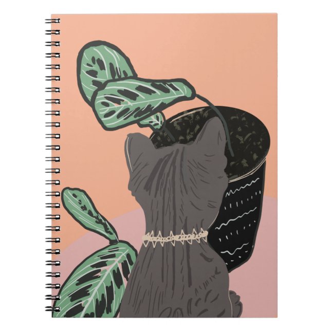 Tabby Cat Gray Plants  Two-Tone     Notebook (Front)