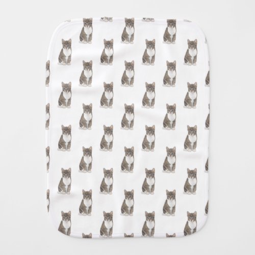 Tabby Cat Grey Baby Burp Cloth