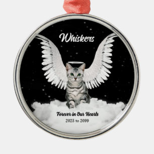 Tabby Cat Guardian Angel Pet Memorial Metal Ornament