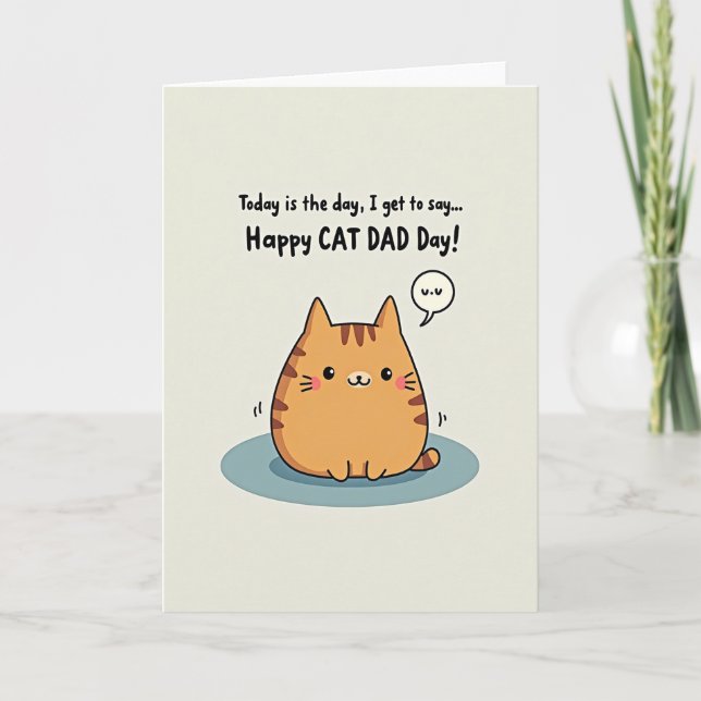 Tabby Cat Happy Cat Dad Day Card (Front)
