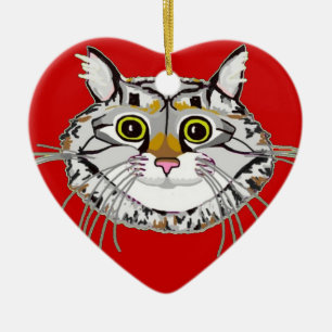 Tabby Cat Heart Ornament