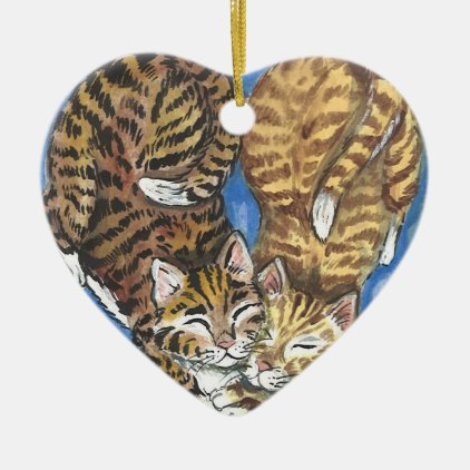 Tabby Cat Heart Xmas Valentine Memorial Ornament