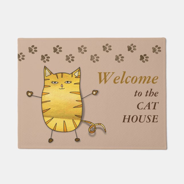 Tabby Cat House Welcome Doormat (Front)