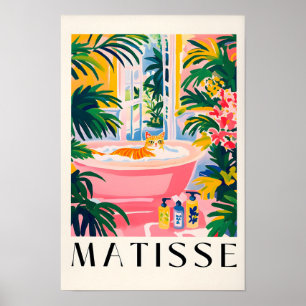 Tabby Cat In A Bathtub, Funny Bathroom Wall Art, M Poster