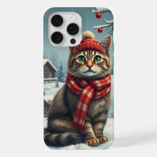 Tabby Cat in Preppy Winter Attire and Hat iPhone 15 Pro Max Case