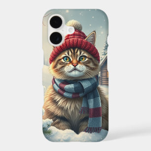 Tabby Cat in Preppy Winter Attire and Hat iPhone 17 Case