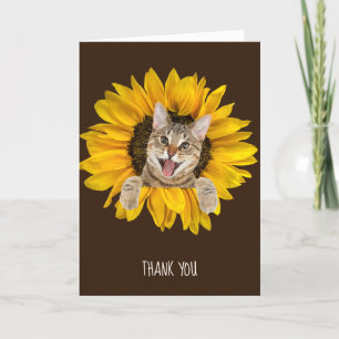 tabby cat in sunflower friendship card