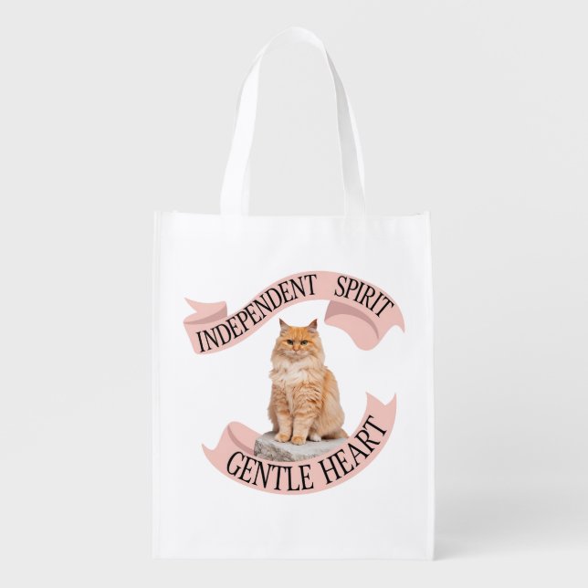 Tabby Cat 'Independent Spirit' Art Print Grocery Bag (Front)