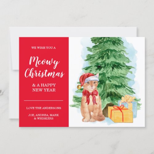Tabby Cat Inexpensive Christmas Santa Hat Card
