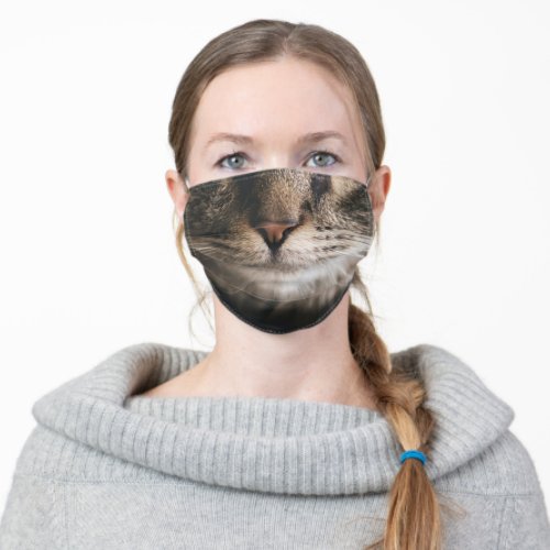 Tabby cat kitten funny whiskers mouth adult cloth face mask