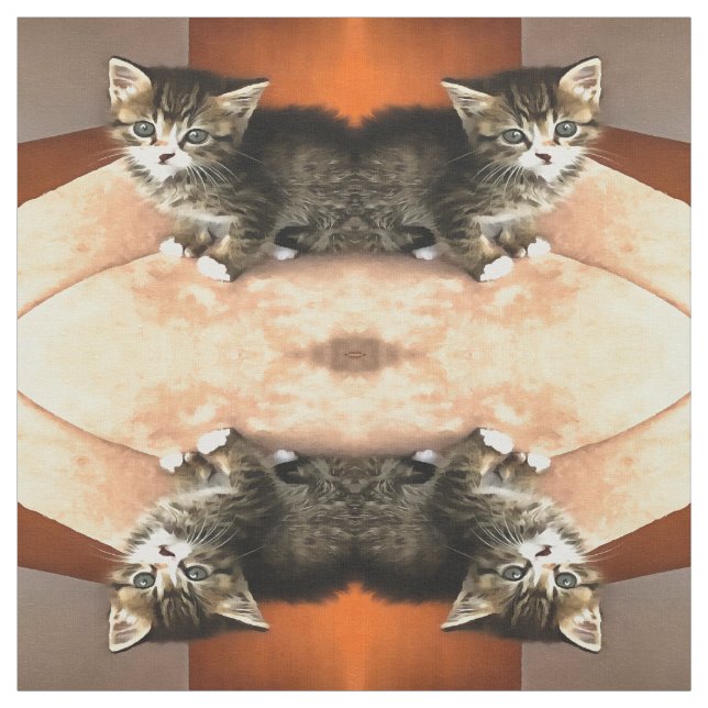 Tabby Cat Kitten Pet Portrait Fabric (Swatch)