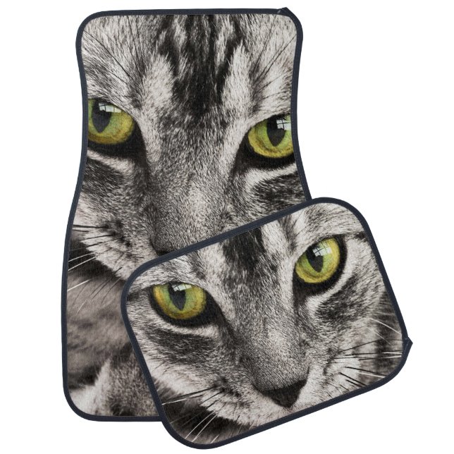 Tabby Cat Licking Paw Car Floor Mat (Set)