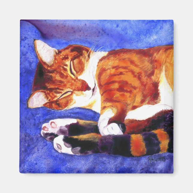 Tabby Cat Magnet - "Nap Time" (Front)