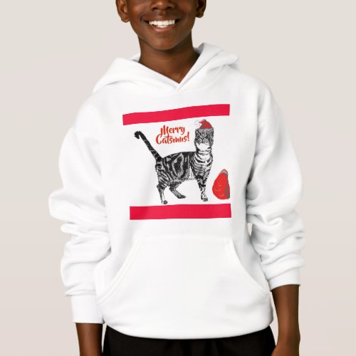 Tabby Cat Merry Christmas Catsmus Red Funny Cats H Hoodie