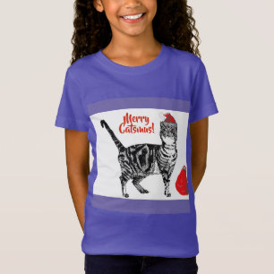 Tabby Cat Merry Christmas Catsmus Red Funny Cats T T-Shirt