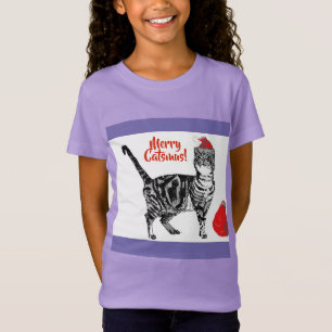 Tabby Cat Merry Christmas Catsmus Red Funny Cats T T-Shirt
