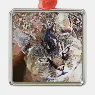 TABBY CAT METAL ORNAMENT