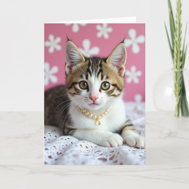 Tabby Cat Mothers Day Portrait Card (Front)
