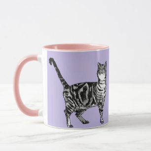 Tabby Cat Mug Lavender Purple