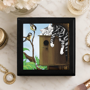 Tabby Cat Napping Birdhouse Gift Box