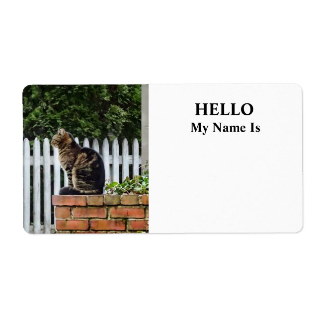 Tabby Cat on Brick Wall Label (Front)