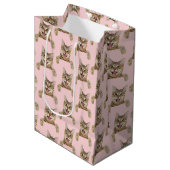 tabby cat on pink blush medium gift bag (Front Angled)
