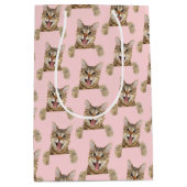 tabby cat on pink blush medium gift bag (Front)