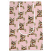 tabby cat on pink blush medium gift bag (Back)