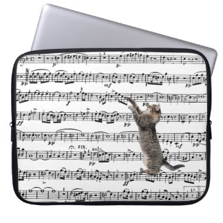 Tabby Cat On Sheet Music Laptop Sleeve