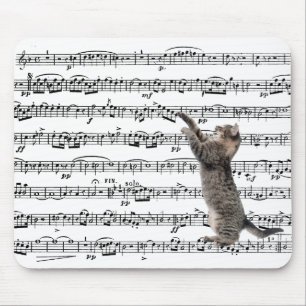 Tabby Cat On Sheet Music Mouse Pad