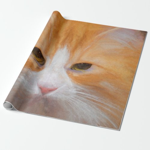 Tabby Cat Orange White Cute Fluffy Beautiful Wrapping Paper