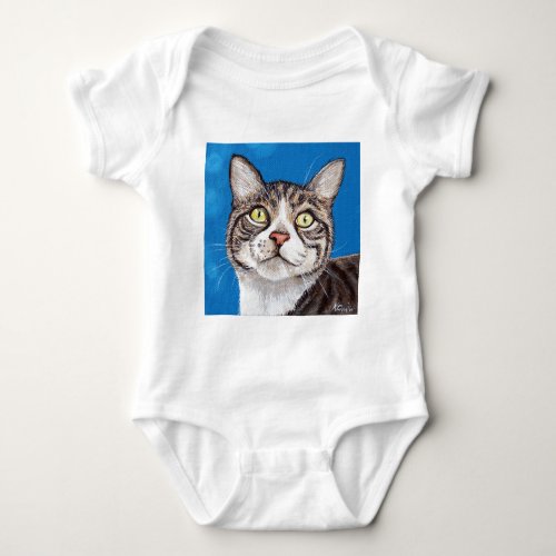 Tabby Cat Painting Baby Bodysuit
