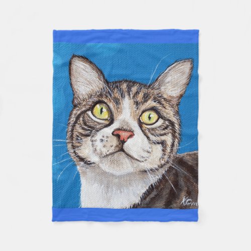 Tabby Cat Painting Fleece Blanket