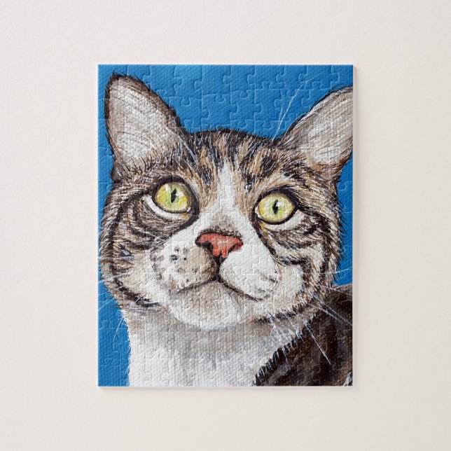 Tabby Cat Painting Jigsaw Puzzle (Vertical)
