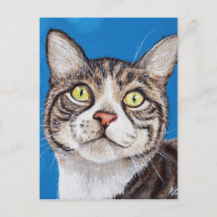 Tabby Cat Painting Postcard