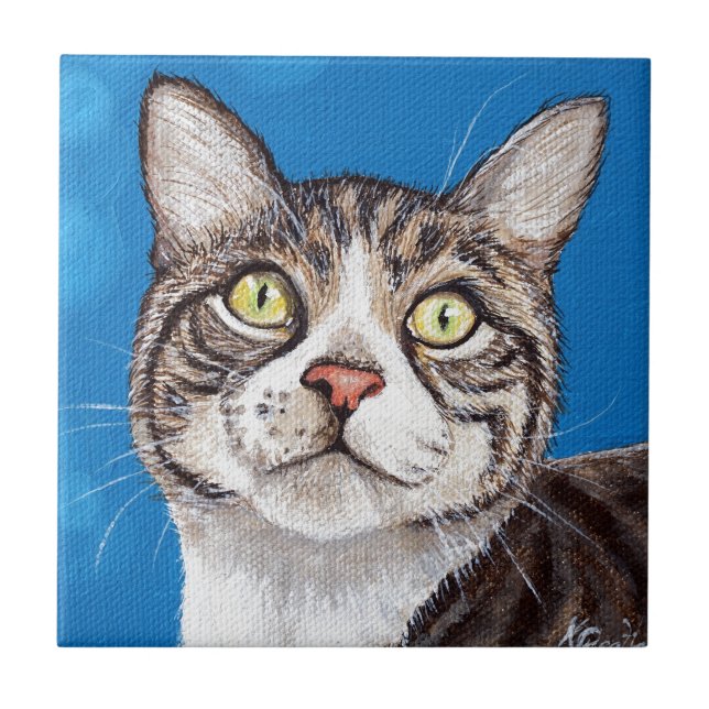 Tabby Cat Painting Tile (Front)