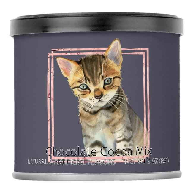 Tabby Cat Painting with Faux Rose Gold Foil Frame
