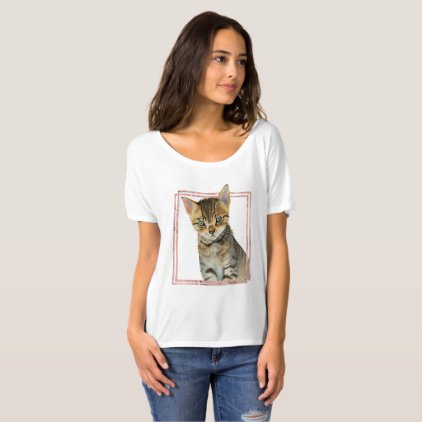 Tabby Cat Painting with Faux Rose Gold Foil Frame T-Shirt