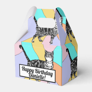 Tabby Cat Pastel Birthday Cats Cake Favor Box
