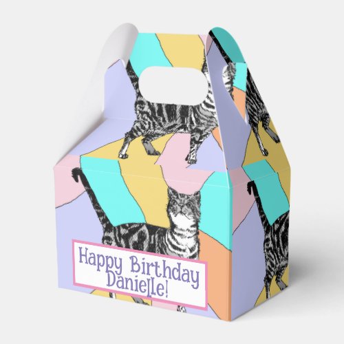 Tabby Cat Pastel Birthday Cats Cake Favor Box